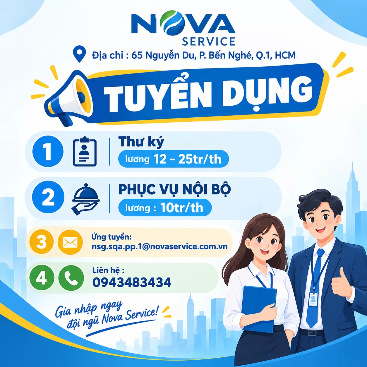 Tuyển dụng Thư Ký, Phục Vụ