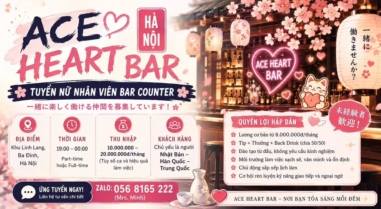 Tuyển Nhân Viên Phục Vụ Bar