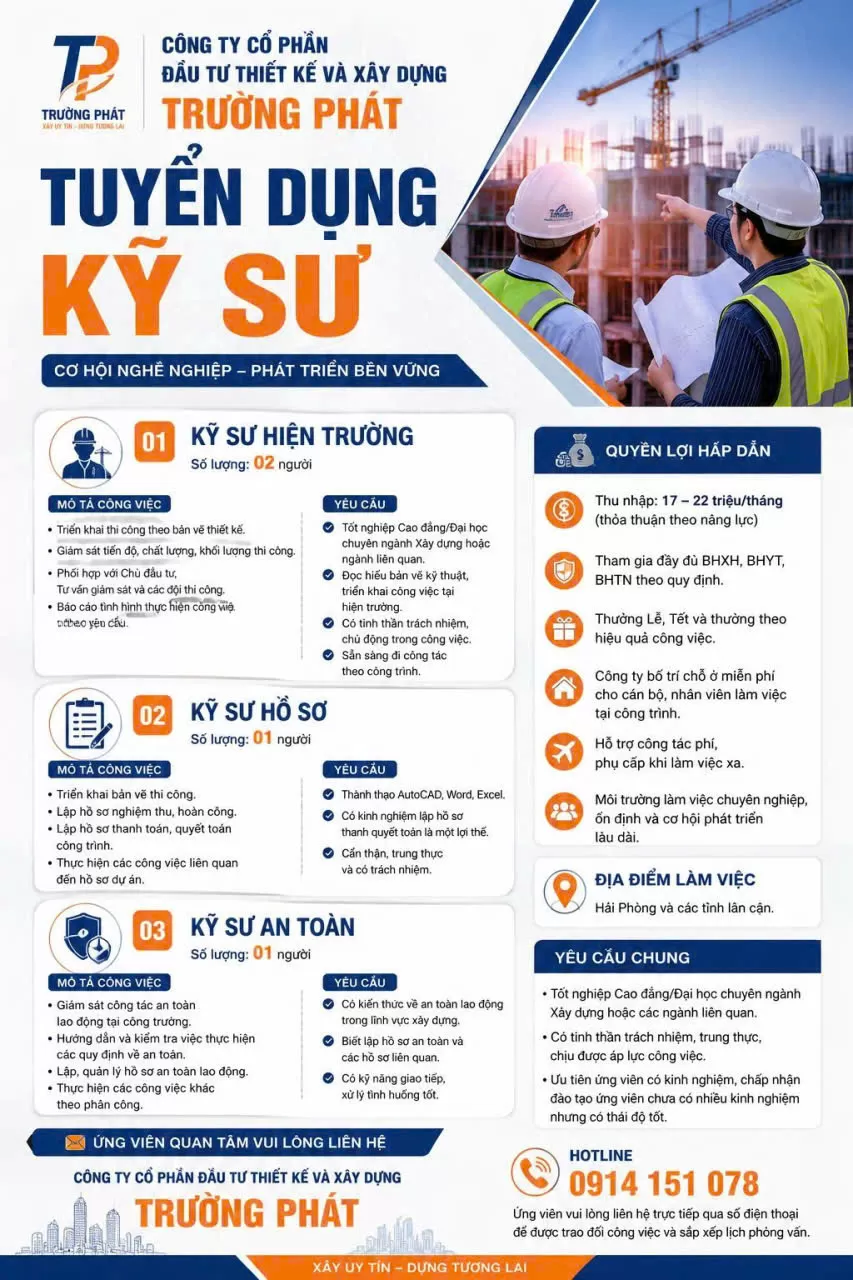 Tuyển Dụng Kỹ Sư Xây Dựng