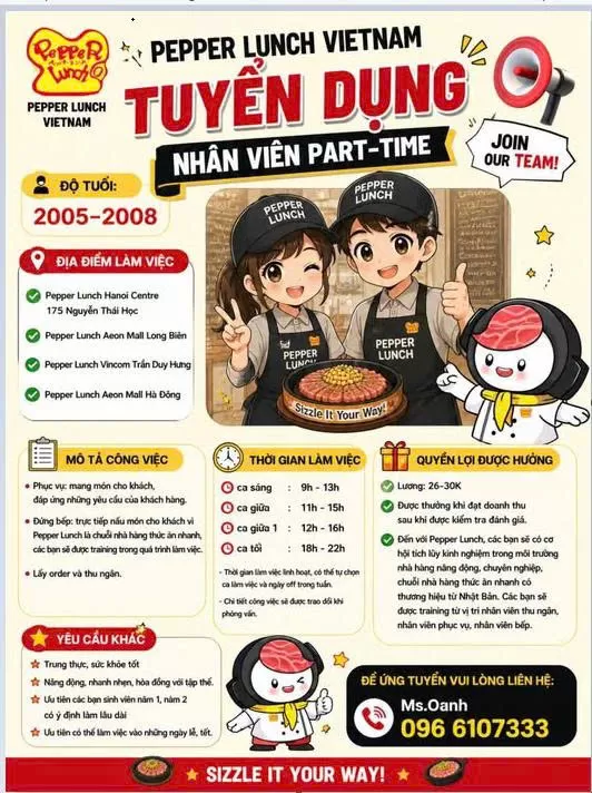Tuyển Nhân Viên Phục Vụ Nhà Hàng